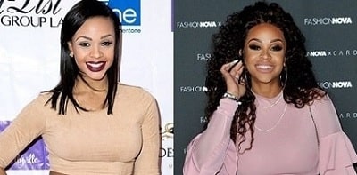 In picture, Masika Kalysha before (left) and after (right) removing her breasts implants.